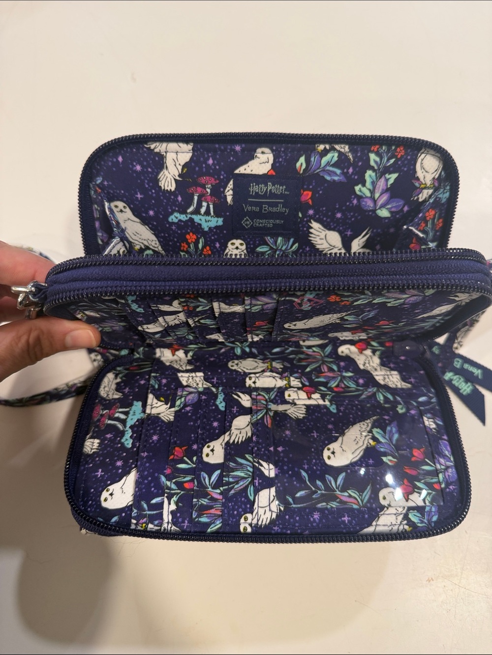Vera Bradley Navy Harry Potter Floral Crossbody Wallet - Picture 7 of 7
